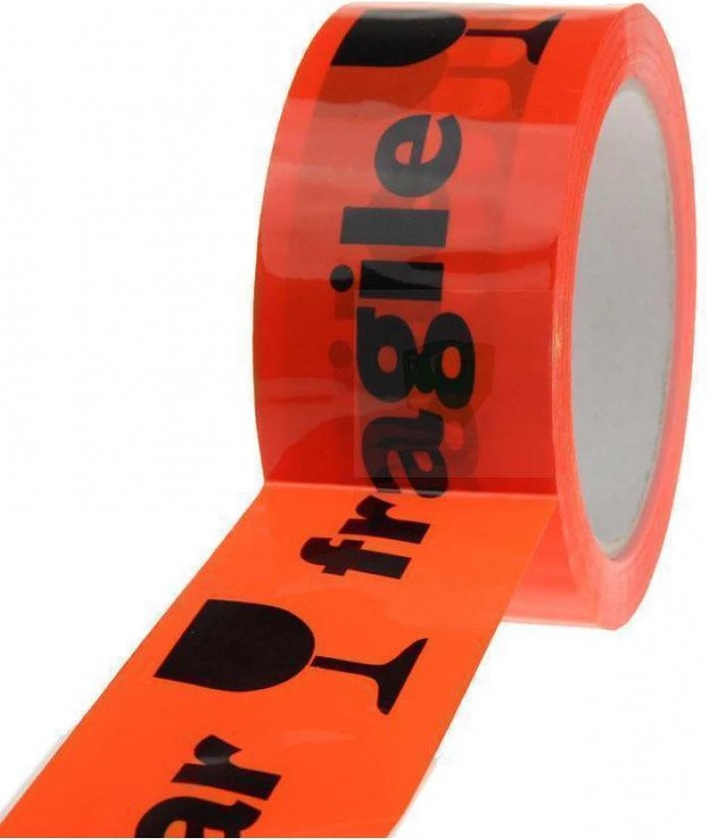 Merkloos Waarschuwingstape / Breekbaar PP Tape Oranje 48mm X 66 Meter - 1 Rol 3 Merkloos Waarschuwingstape / Breekbaar PP Tape Oranje 48mm X 66 Meter - 1 Rol
