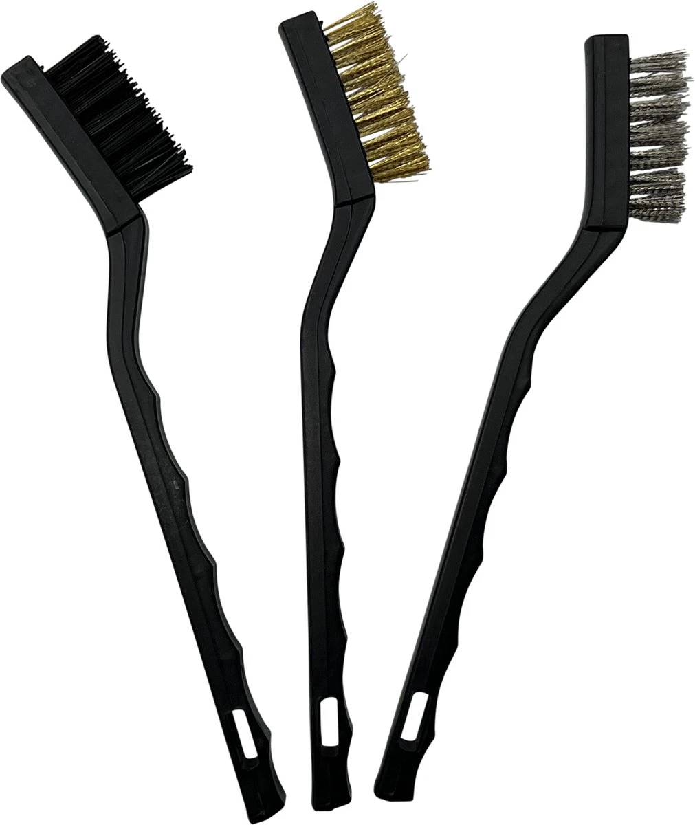 3BMT Staalborstel Met Steel - Set Van 3 - Staal, Messing En Kunststof 3 3BMT Staalborstel Met Steel - Set Van 3 - Staal, Messing En Kunststof