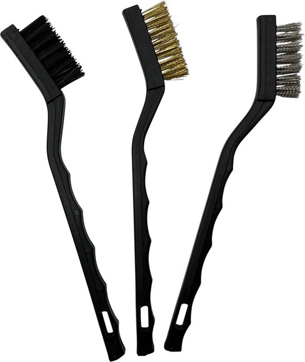 3BMT Staalborstel Met Steel - Set Van 3 - Staal, Messing En Kunststof 5 3BMT Staalborstel Met Steel - Set Van 3 - Staal, Messing En Kunststof - Afbeelding 3
