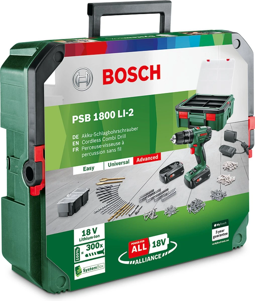 Bosch PSB 1800 LI-2 Systembox Accuboormachine – Met 2 X 18 V Accu's En Lader - Incl. 241 Accessoires 9 Bosch PSB 1800 LI-2 Systembox Accuboormachine – Met 2 X 18 V Accu's En Lader - Incl. 241 Accessoires - Afbeelding 7