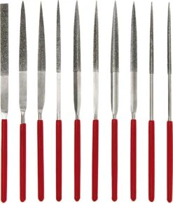 Merkloos 10-delige Diamant Naaldvijlen Set – Diamant Vijlenset 10-delig - Rood