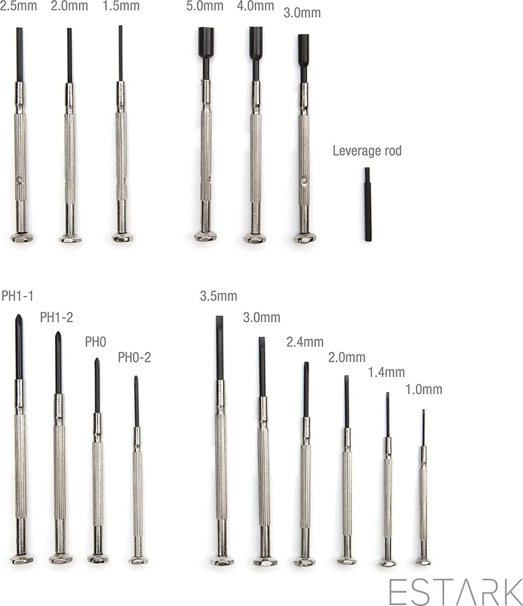 Mini Schroevendraaier Set - Kruiskop / Platte Kop - Precisie Juweliers Schroevendraaier Set - Kleine Horloge Schroevendraaier - Plat Kruis - 16-DELIG 14 Mini Schroevendraaier Set - Kruiskop / Platte Kop - Precisie Juweliers Schroevendraaier Set - Kleine Horloge Schroevendraaier - Plat Kruis - 16-DELIG - Afbeelding 12