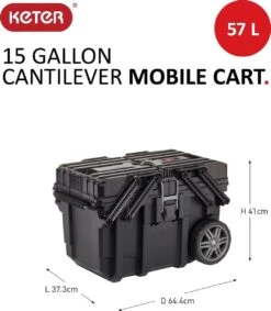 Keter Cantilever Mobile Gereedschapskoffer Job Box - 37,3x64,4x41cm - Zwart -Makita Winkel 1049x1200 3