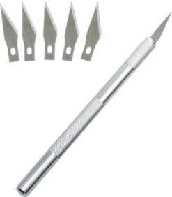 Merkloos Scalpel Mes Met 5 Extra Mesbladen - Scalpelmes - Penmes - Hobbymes - Snijmes - Chirurgisch Mes - Precisie Mes - 7 Delig
