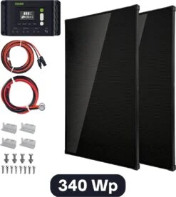 ZAAK. Topsolar 340Wp 12 Volt Zonnepanelen Compleet Pakket - Plug And Play - Camper - Boot - Caravan - Schuur - Aan Te Sluiten Op Accu