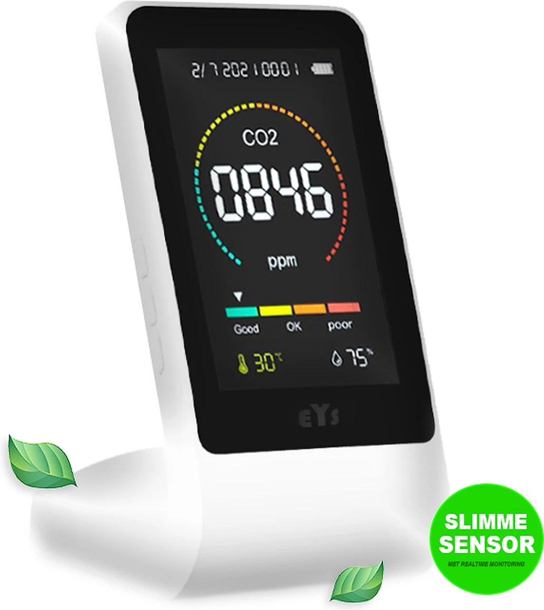 EYSLife® CO2 Meter PRO - Hygrometer Voor Binnen En Buiten – CO2 Melder Met Thermometer & Luchtvochtigheidsmeter – Complete Luchtkwaliteitsmeter 3 EYSLife® CO2 Meter PRO - Hygrometer Voor Binnen En Buiten – CO2 Melder Met Thermometer & Luchtvochtigheidsmeter – Complete Luchtkwaliteitsmeter