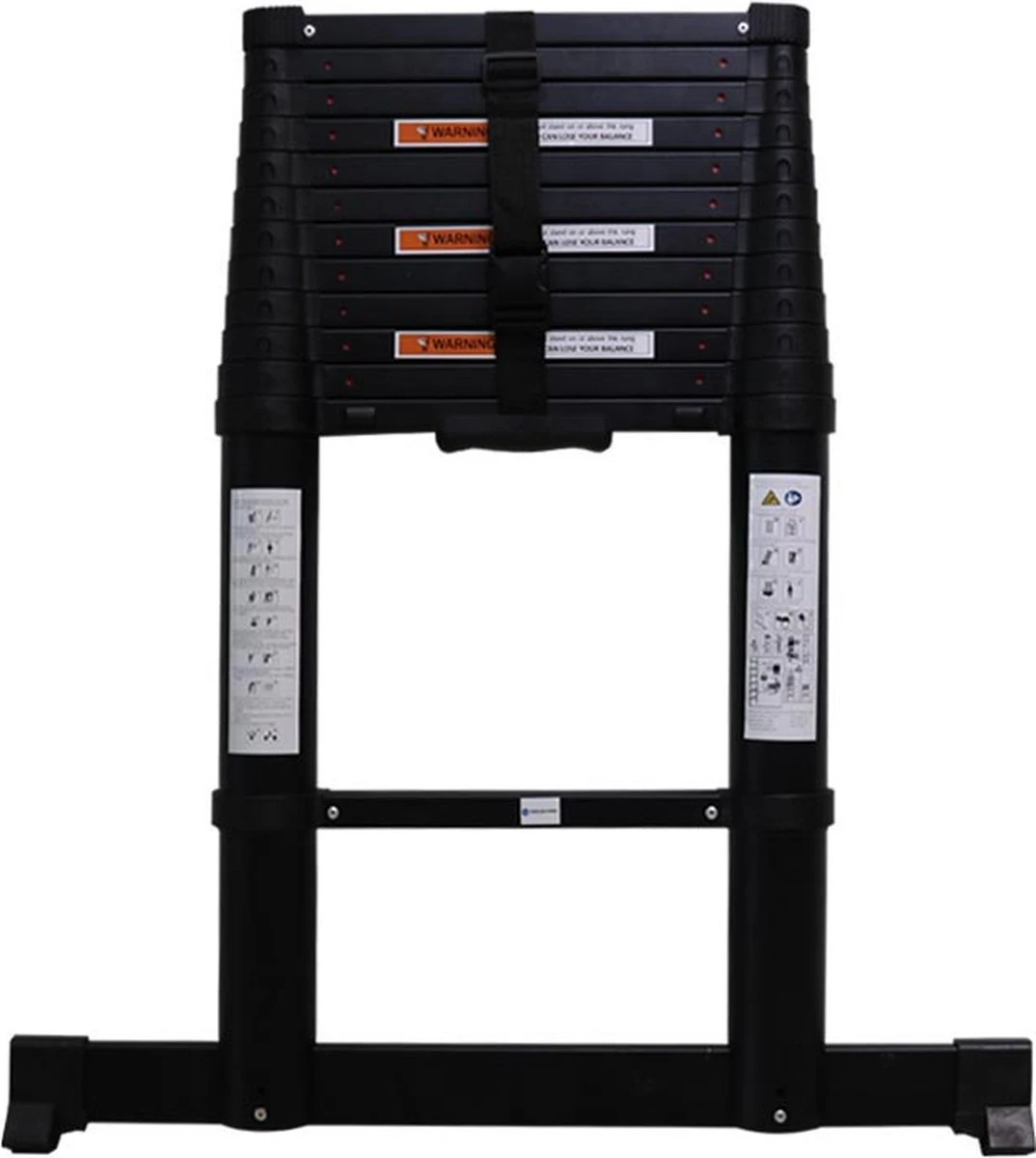 Borg Professionele Telescopische - Zwarte Uitvoering - Uitschuifbare Ladder - 3.8m - Met Softclose En Dwarsbalk 3 Borg Professionele Telescopische - Zwarte Uitvoering - Uitschuifbare Ladder - 3.8m - Met Softclose En Dwarsbalk