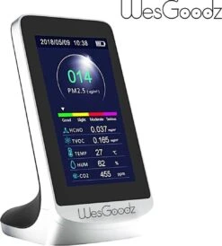WesGoodz DM72B Co2 Meter - Luchtkwaliteit Meter - Draagbare Co2 Meter - Co2 Meter Voor School - Luchtvochtigheidsmeter - Tempratuur - Fijnstof Meter - NDIR Sensor - Formaldehyde Meter