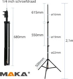 MAKA Tripod - 68 Tot 210 Cm - Voor Camera En Laser - Meetgereedschap Statief -Makita Winkel 1096x1200 7