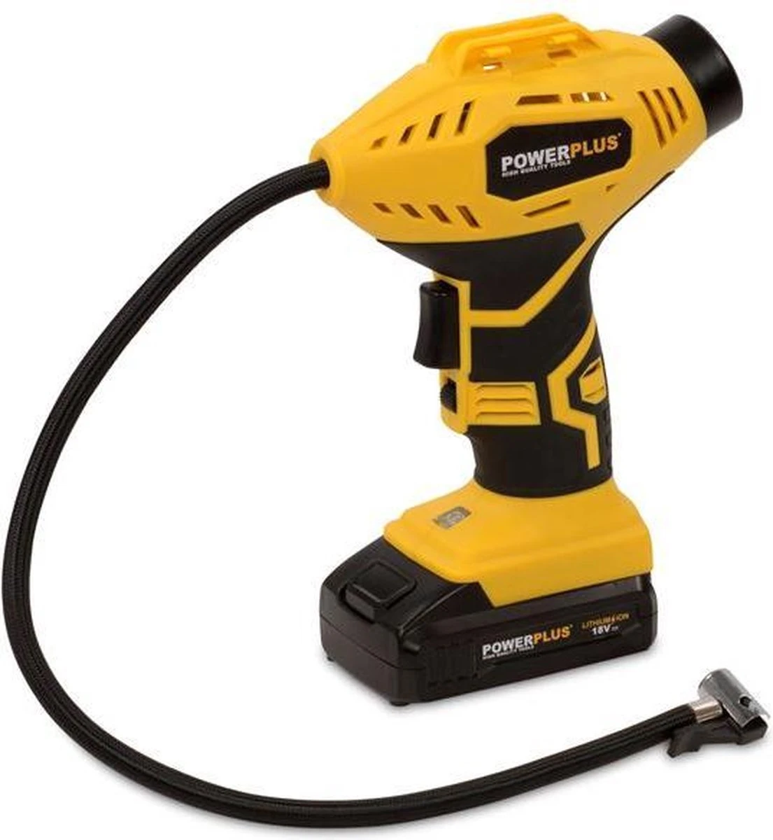 Powerplus POWX1700 Accu Compressor - Luchtcompressor - 18V - 8 Bar - Incl. 1 X 1,5Ah Accu, Lader, Koffer En Accessoires 10 Powerplus POWX1700 Accu Compressor - Luchtcompressor - 18V - 8 Bar - Incl. 1 X 1,5Ah Accu, Lader, Koffer En Accessoires - Afbeelding 8