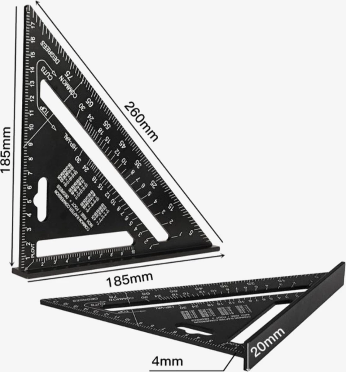ATV PERFECTUM Winkelhaak – Metrisch - Aluminium - Hoekmeter – Speed Square -Blokhaak – Zwaaihaak 13 ATV PERFECTUM Winkelhaak – Metrisch - Aluminium - Hoekmeter – Speed Square -Blokhaak – Zwaaihaak - Afbeelding 11