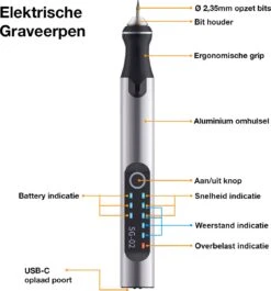 Merkloos Elektrische Graveerpen - Multifunctionele Hobby Modelbouw Set - Draagbaar Draadloos USB Oplaadbare Mini Doe Het Zelf Engraving Pen Voor Het Graveren Van Glas Hout Metaal Steen Plastic Sieraden - Zilverkleurig -Makita Winkel 1119x1200 3