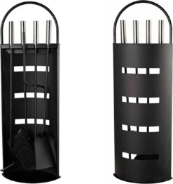 Haardset - Open Haard Gereedschap - 5 Delig - Inclusief Houder - Zwart - Able & Borret