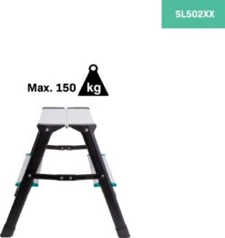 VONROC PRO Dubbele Trap 2 Treden – Klustrap/huishoudtrap Inklapbaar – Max. Belastbaarheid 150kg - Antislip -Makita Winkel 1135x1200 6