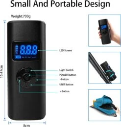 Auto Luchtcompressor, 150PSI Elektrische Draagbare Luchtpomp Mini Handheld Batterij Band Inflator 6000mAh Power Bank LED Noodverlichting Voor Auto Motor Fiets Bal -Makita Winkel 1138x1200 1