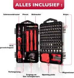 Dieux® - 125 Delige Precisie Schroevendraaierset - Rood - Magnetisch - Schroevendraaier - Gereedschapset - Bidset - Gereedschap - Reparatie - Werkbank - Opbergbox - Pasen -Makita Winkel 1138x1200 9
