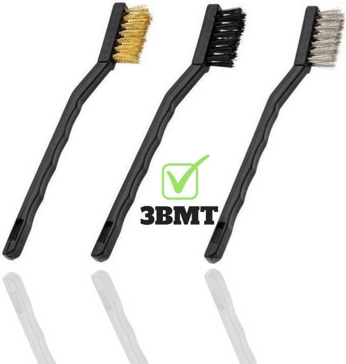 3BMT Staalborstel Met Steel - Set Van 3 - Staal, Messing En Kunststof 4 3BMT Staalborstel Met Steel - Set Van 3 - Staal, Messing En Kunststof - Afbeelding 2