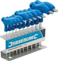 SILVERLINE Inbus Sleutel Hex – 10 Delig – T Greep – 2 T/m 10 Mm