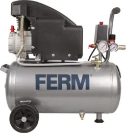FERM Compressor 1100W – 24 Liter Tankinhoud – 8 Bar – 1.5pk – Incl. Universele ¼” Snelkoppeling En 2 Manometers