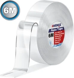 AWEMOZ Nano Tape - Klussen - 6 Meter Lang - Dubbelzijdig Plakband Extra Sterk - Transparante Dubbelzijdige Tape Extra Sterk - NanoTape - Muur Tape - Waterdicht - Herbruikbaar