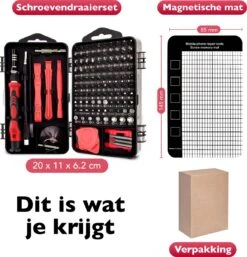 Dieux® - 125 Delige Precisie Schroevendraaierset - Rood - Magnetisch - Schroevendraaier - Gereedschapset - Bidset - Gereedschap - Reparatie - Werkbank - Opbergbox - Pasen -Makita Winkel 1153x1200 5