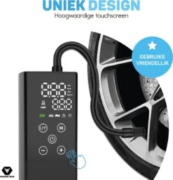 Vulpes Tech® 6-in-1 Compressor Bandenpomp - Elektrische Fietspomp Met Touchscreen - Voor Auto, Scooter, Fiets, Bal En Luchtbed - Inclusief 7 Opzetstukken, Zaklamp & Reistas -Makita Winkel 1154x1200 2