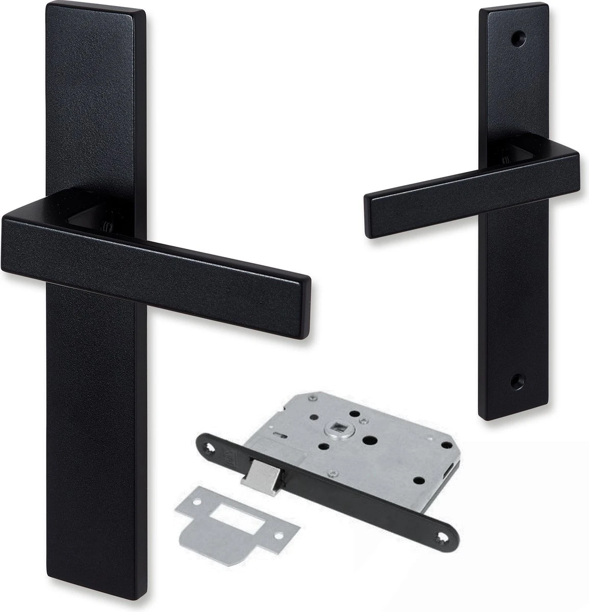 Eliot Blind Incl. Loopslot - Deurklink Set - Insteekslot - Mat Zwart - Rechthoekig Model - Complete Set 3 Eliot Blind Incl. Loopslot - Deurklink Set - Insteekslot - Mat Zwart - Rechthoekig Model - Complete Set