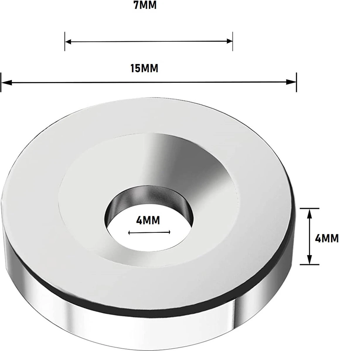 Brute Force – Schijfmagneten - Ringmagneten Met Gat - 15 X 4 Mm - Magneet Met Schroefgat – 5 Stuks 4 Brute Force – Schijfmagneten - Ringmagneten Met Gat - 15 X 4 Mm - Magneet Met Schroefgat – 5 Stuks - Afbeelding 2