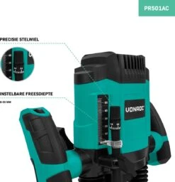 VONROC Bovenfrees 1200W – 6-8mm – Variabel Toerental 16.000 – 30.000 Rpm – Incl. 6-delige Freesset, Malgeleider, Parallelgeleider En Centreerpen -Makita Winkel 1158x1200 3