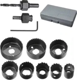 Merkloos Gatenzaagset 11-delig – Hole Saws 19mm, 22mm, 28mm, 32mm, 38mm, 44mm, 51mm En 64 Mm – 8 Stuks Gatenzaagset Voor Hout, Gipsplaat En Kunststof Buis -Makita Winkel 1162x1200