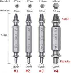 Schroefverwijderaar - Schroef Verwijder Set - Uitboorset 4-delig - HSS 4341 Set - Borenset Bitset 13 Schroefverwijderaar - Schroef Verwijder Set - Uitboorset 4-delig - HSS 4341 Set - Borenset Bitset -Makita Winkel 1165x1200