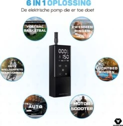 Vulpes Tech® 6-in-1 Compressor Bandenpomp - Elektrische Fietspomp Met Touchscreen - Voor Auto, Scooter, Fiets, Bal En Luchtbed - Inclusief 7 Opzetstukken, Zaklamp & Reistas -Makita Winkel 1165x1200 5