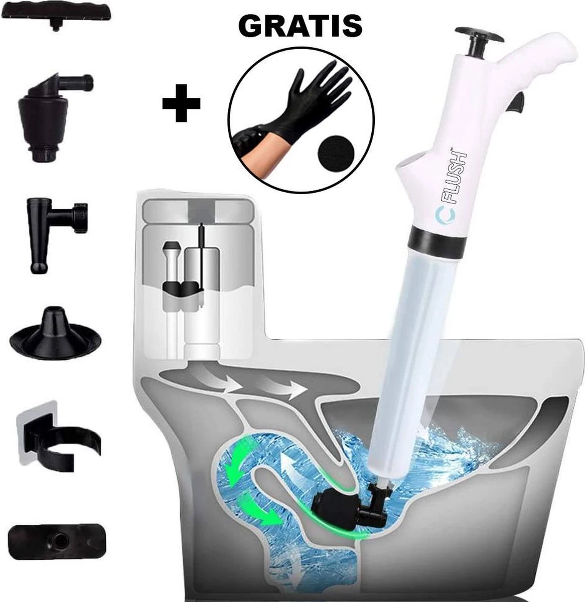 CFlush™ Hoge Druk Ontstopper - Incl. Schoonmaak Handschoenen 3 CFlush™ Hoge Druk Ontstopper - Incl. Schoonmaak Handschoenen