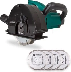 VONROC Muurfrees – Sleufmachine – 1700W – Ø150MM – Incl. 6 Stuks Diamantschijven & Opbergtas