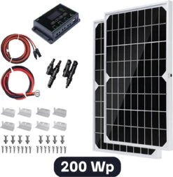 ZAAK. Topsolar 200Wp 12 Volt Zonnepanelen Compleet Pakket - Plug And Play - Camper - Boot - Caravan - Schuur - Aan Te Sluiten Op Accu