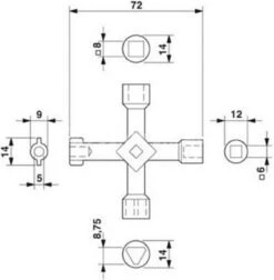 Benson Universele 4 Weg - Schakelkastsleutel / Paaltjessleutel Zwart -Makita Winkel 1176x1200 19