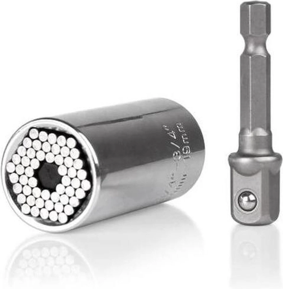 GS Gator Grip Universele Dopsleutel 7 Tot 19mm - 1/4'' En 3/4'' - Incl. Universele Adapter 5 GS Gator Grip Universele Dopsleutel 7 Tot 19mm - 1/4'' En 3/4'' - Incl. Universele Adapter - Afbeelding 3