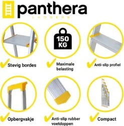 Panthera Huishoudtrap - Keukentrap 5 Treden - Aluminium - Max Werkhoogte: 2.96 Meter - Voor Particulier En Professioneel Gebruik 17 Panthera Huishoudtrap - Keukentrap 5 Treden - Aluminium - Max Werkhoogte: 2.96 Meter - Voor Particulier En Professioneel Gebruik -Makita Winkel 1179x1200 7