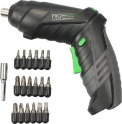 Profeco Schroefmachine Met Accu 3,6V - Elektrische Schroevendraaier - Incl. 18-delige Bitset En Bithouder