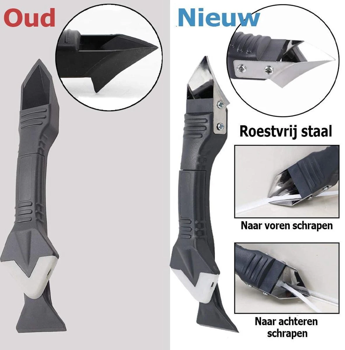 3-in-1 Kit Schraper | Kitspatel | Siliconen En Kit Verwijderaar | De Ultieme Tool Voor Kit Verwijderen En Zetten Van Strakke Randen 5 3-in-1 Kit Schraper | Kitspatel | Siliconen En Kit Verwijderaar | De Ultieme Tool Voor Kit Verwijderen En Zetten Van Strakke Randen - Afbeelding 3