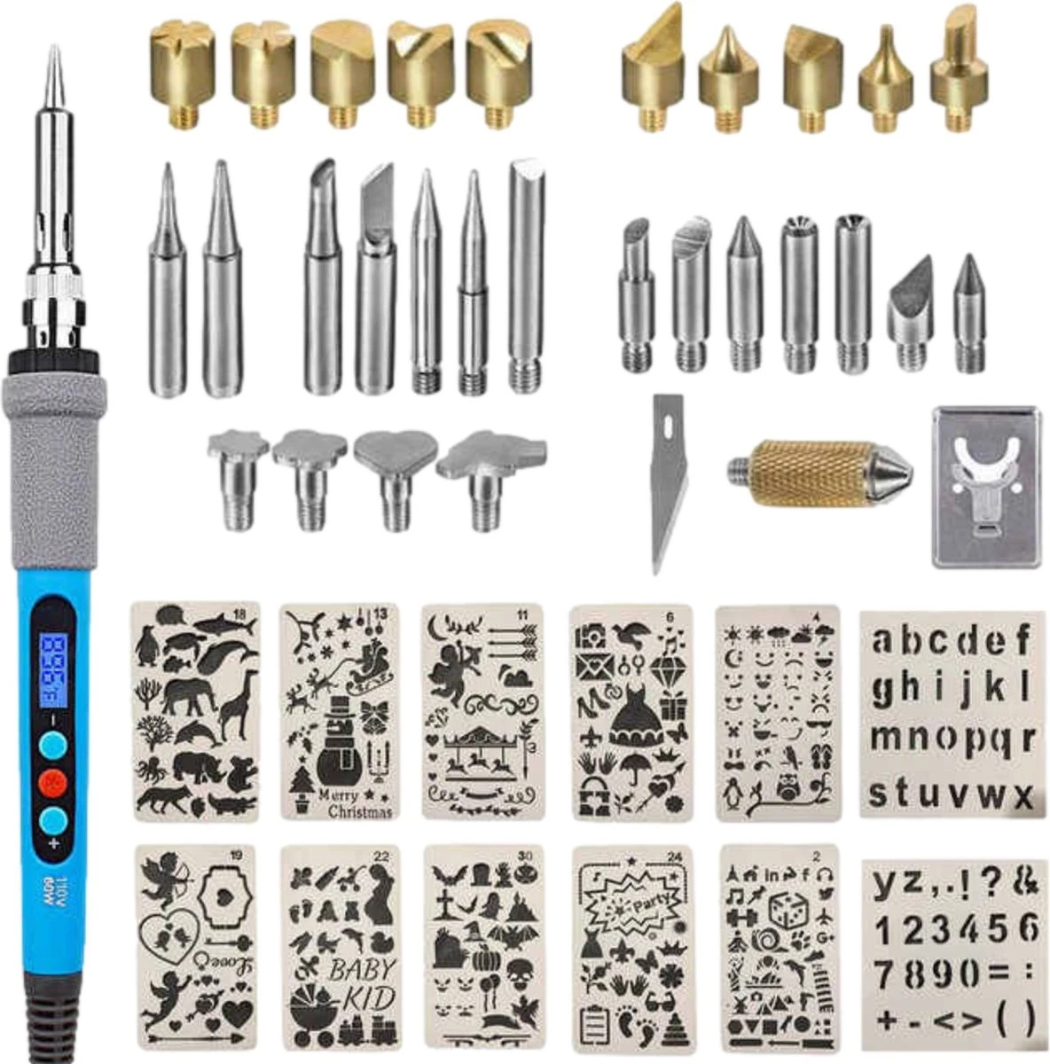 Houtbrander Set Met LCD Display - 44 Delig - Pyrografie - Soldeerbout - Soldeerset - Houtbrander - Soldeerstation - Soldeer 3 Houtbrander Set Met LCD Display - 44 Delig - Pyrografie - Soldeerbout - Soldeerset - Houtbrander - Soldeerstation - Soldeer