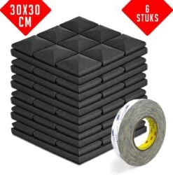 Brute Strength - Isolatieplaten - Inclusief Zelfklevende Tape - 30x30x5 Cm - Mushroom - 6 Stuks - Geluidsisolatie - Geluidsdemper Wandpaneel - Akoestisch Wandpaneel
