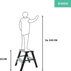 VONROC PRO Dubbele Trap 2 Treden – Klustrap/huishoudtrap Inklapbaar – Max. Belastbaarheid 150kg - Antislip -Makita Winkel 1185x1200 9