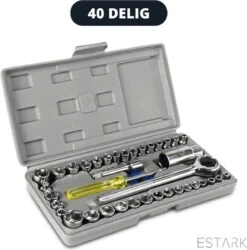 ESTARK® Professionele XL 40-Delige Dopsleutel Set - Met Momentsleutel Ratel & Verlengstuk - Doppenset Doppendoos Torx/Inbus/Hex/Kruiskop/Philips Bit Doppen Set - Ratelset - Met Snelwisselsysteem - 1/4" & 1/2" Inch Doppenset -Makita Winkel 1187x1200 13
