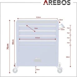 AREBOS Werkplaatswagen Gereedschapswagen Met 4 Laden 1 Kast & Incl Gereedschap -Makita Winkel 1188x1200 6