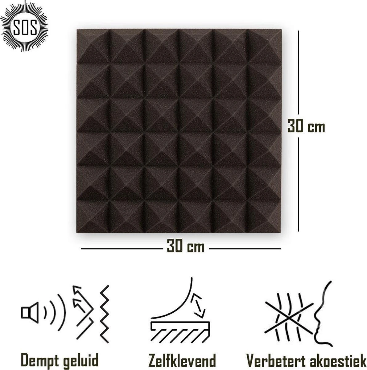 Zelfklevende Geluidsisolatie Pyramide | Akoestische Panelen | Isolatieplaten | Geluidsisolatie | Zelfklevende Wandpanelen | Studioschuim | Geluidsdemper | 30 X 30 X 5 Cm | 0,53m2 | 6 Stuks - Zwart 11 Zelfklevende Geluidsisolatie Pyramide | Akoestische Panelen | Isolatieplaten | Geluidsisolatie | Zelfklevende Wandpanelen | Studioschuim | Geluidsdemper | 30 X 30 X 5 Cm | 0,53m2 | 6 Stuks - Zwart - Afbeelding 9