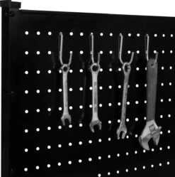 VONROC Duurzaam Rubberhout Werkbank / Werktafel - Met Stalen Gatenwand En Lade – Belastbaar Tot 130kg – Incl. 15-delige Hakenset -Makita Winkel 1191x1200 16