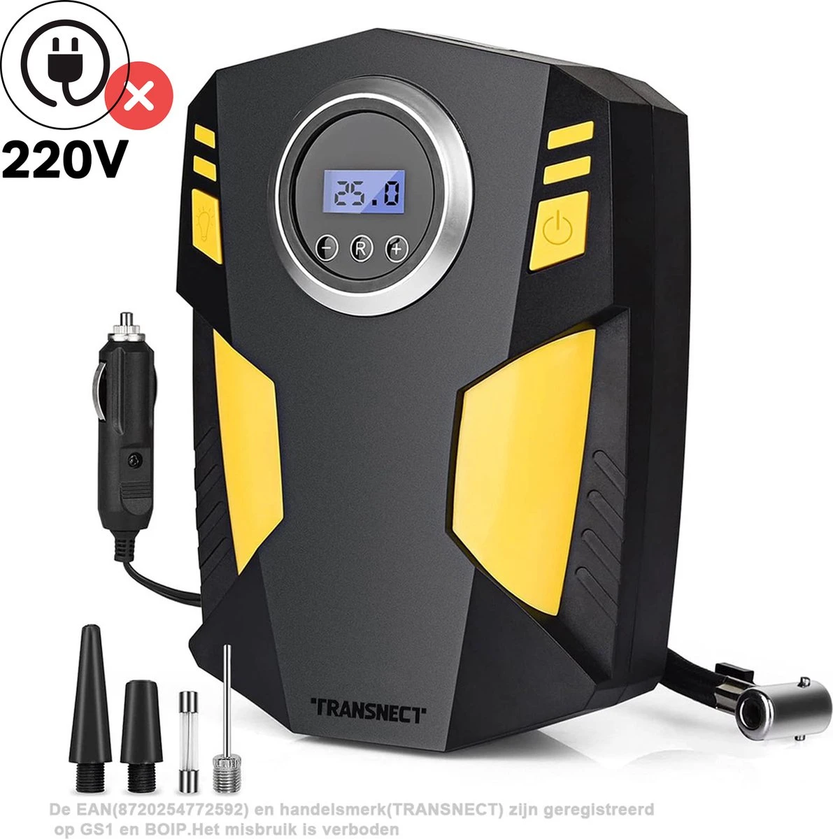 TRANSNECT Compressor Bandenpomp – Luchtcompressor – Elektrische 12V - 35 L/Min - 100psi - Draagbaar - Voor Auto, Motorfiets 3 TRANSNECT Compressor Bandenpomp – Luchtcompressor – Elektrische 12V - 35 L/Min - 100psi - Draagbaar - Voor Auto, Motorfiets