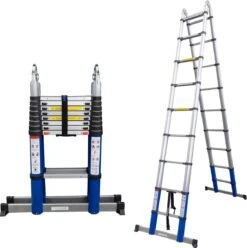 ALDORR Home Telescopische Vouwladder 6,20 Meter - Met Stabilisatievoet En Soft Closing - Aluminium