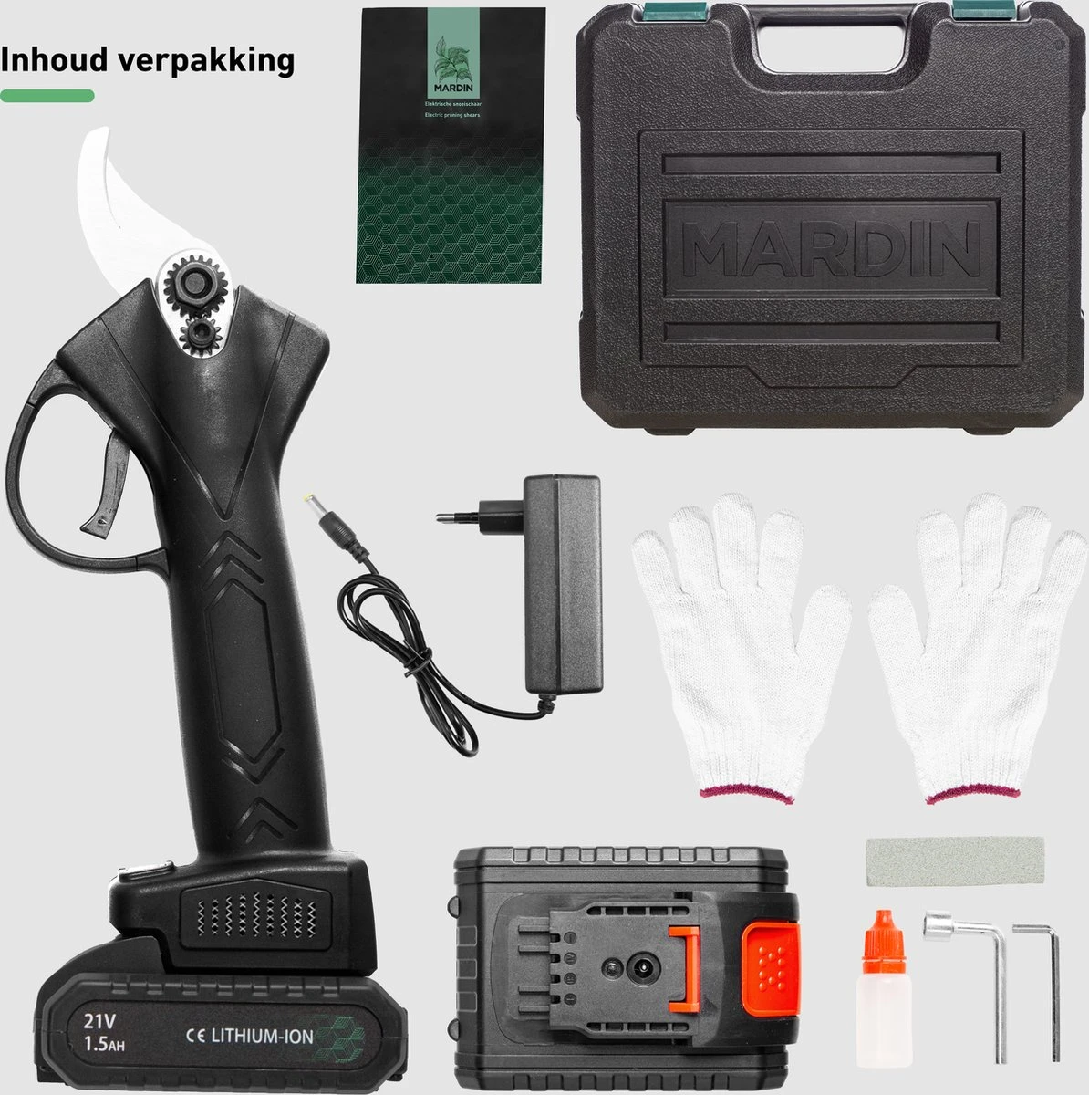 Mardin Elektrische Snoeischaar - Accu Snoeischaar – Elektrische Heggenschaar – Snoeischaar - Inclusief Koffer - Extra Accu - Zwart 6 Mardin Elektrische Snoeischaar - Accu Snoeischaar – Elektrische Heggenschaar – Snoeischaar - Inclusief Koffer - Extra Accu - Zwart - Afbeelding 4